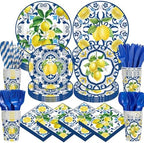 450 Pcs Tableware Set, Serve 50, Blue and Yellow, Capri Lemon by Unknown