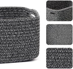 MiniArk Small Storage Baskets for Organizing | Closet Organizer Bins | Shelf Toy Basket | Woven Rope Baskets | Cube Decorative Box | Shallow Basket | 13x8.5x5.1” | 4 Packs Dark Gray - Image 2