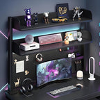 Clamp On Desk Pegboard Shelf - Metal Desktop Organizer Hutch with 2 Shelves - Image 2