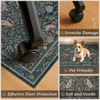 Office Chair Mat for Hardwood Floors, Blue Botanical Under Desk Rug with Bird Pattern, 4x5 Low Pile Floor Protector for Rolling Computer Chairs, Anti-Slip Washable Stain Resistant Mat - Image 3