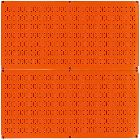 Wall Control Pegboard Rack Horizontal Metal Pegboard Garage Tool Storage Pack - Two 32-Inch Wide x 16-Inch Tall Easy To Install Peg Boards (Orange) by Wall+Control