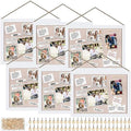 Teling 6 Pack Wood Bulletin Boards with Linen 12''x 16'' Cork Board for Walls with 60 Pushpin Decorative Wood Framed Display for Classroom School Office Bedroom (White) by Teling