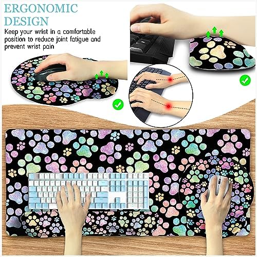LIMKRIAN Dog Paw Mouse Pad Set XXL Large Desk Mat Pad, Cute Office Decor - Image 3