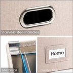 PRANDOM File Organizer Box - Set of 2 Collapsible Decorative Linen Filing Storage Hanging File Folders with Lids Office Cabinet Letter/Legal Size Light Grey (17x14x11.2 inch) - Image 6