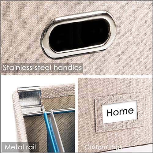 PRANDOM File Organizer Box - Set of 2 Collapsible Decorative Linen Filing Storage Hanging File Folders with Lids Office Cabinet Letter/Legal Size Light Grey (17x14x11.2 inch) - Image 6