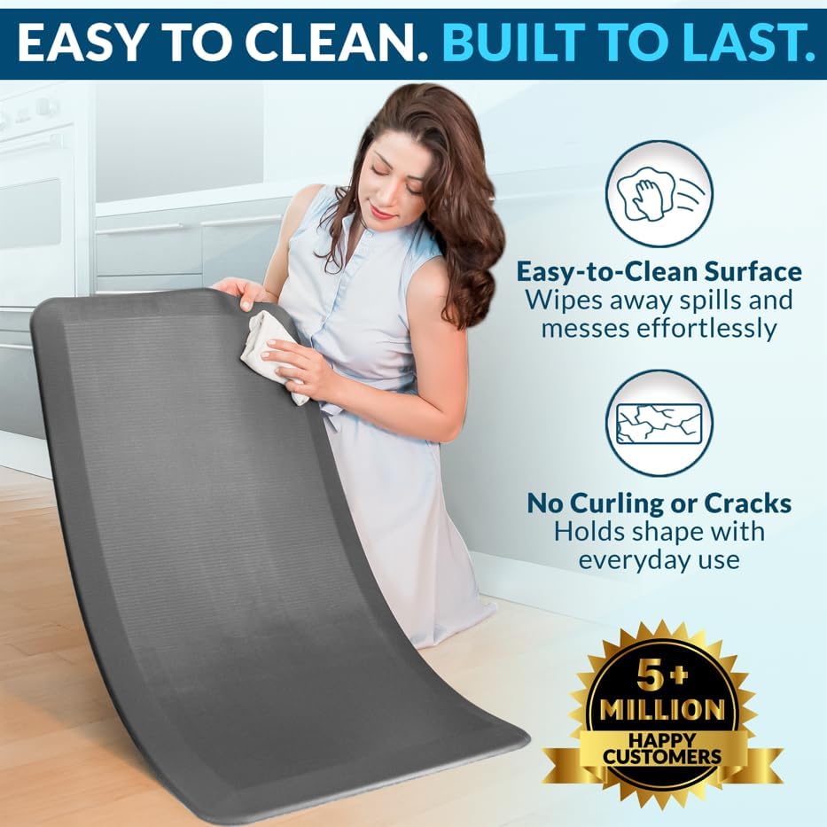 ComfiLife Anti Fatigue Floor Mat – 3/4 Inch Thick Kitchen Mats for Floor, Standing Desk Mat, Kitchen Rug – Comfort at Home, Office – Durable – Stain Resistant – Non-Slip Bottom (20" x 39", Charcoal) - Image 5