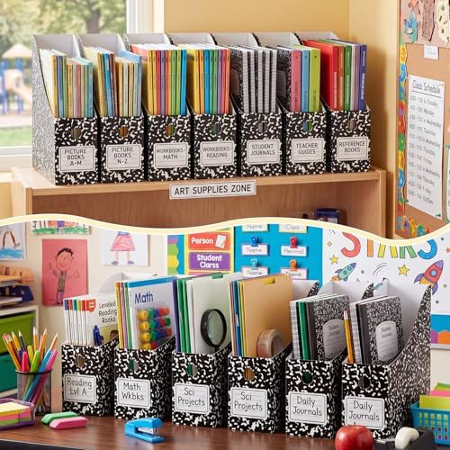 Pasimy 72 Pcs Magazine File Holder Cardboard, Composition Notebook Magazine Holders File Organizer Bulk Foldable Decorative Folder Storage Box Rack for Book Documents School Office Home Desk - Image 5
