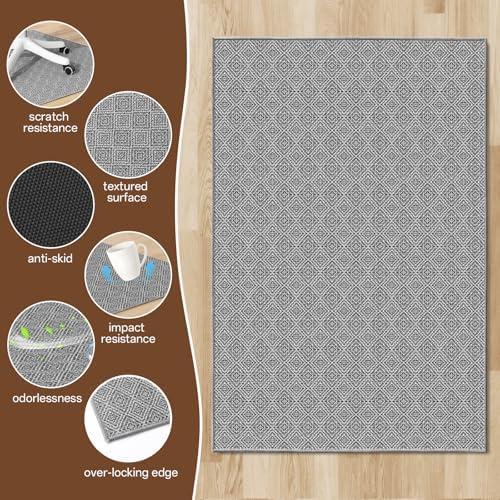 KMAT Office Chair Mat, 36x48in Heavy Duty Hardwood/Tile Floor Protector, Floor Mat Computer Desk Mat for Rolling Chairs, Work, Study, Office, Grey - Image 4