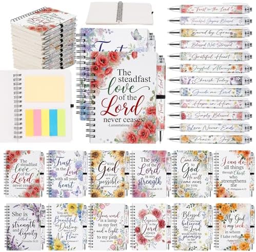 Sprial Notebooks with Pens Bulk, 48 Pack, 5.5 x 4.7 Inch, Prayer by Culudea