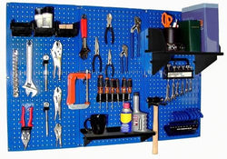 Wall Control Pegboard Organizer 4 ft. Metal Pegboard Standard Tool Storage Kit with Blue Toolboard and Black Accessories by Wall+Control