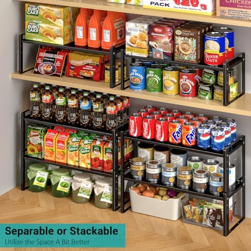 2 Pack Width Expandable Kitchen Cabinet Organizer Shelves - Image 4