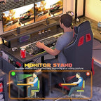 Aheaplus Small L Shaped Desk Gaming Desk with LED Lights & Power Outlets - Image 5