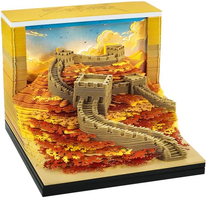 3D Calendar 2027, Unique 3D Memo Pad Tear Away Time Piece Calendar, Fun DIY Paper Carving Art 3D Desk Calendar Notepad Gift for Christmas, New Year (The Great Wall) by Easolay