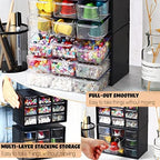 Marsui 4 Pack Desktop Storage Organizer with 9 Drawers Craft Organizer with Mini Drawers Plastic Organizers and Storage Containers for Craft Art Jewelry Cosmetics Sewing Supplies Accessory(Black) - Image 5