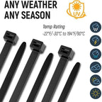 ALBO 3000 Pcs. Black Zip Ties, 12 Inch, Heavy Duty, 50 lb Tensile Strength - Image 4