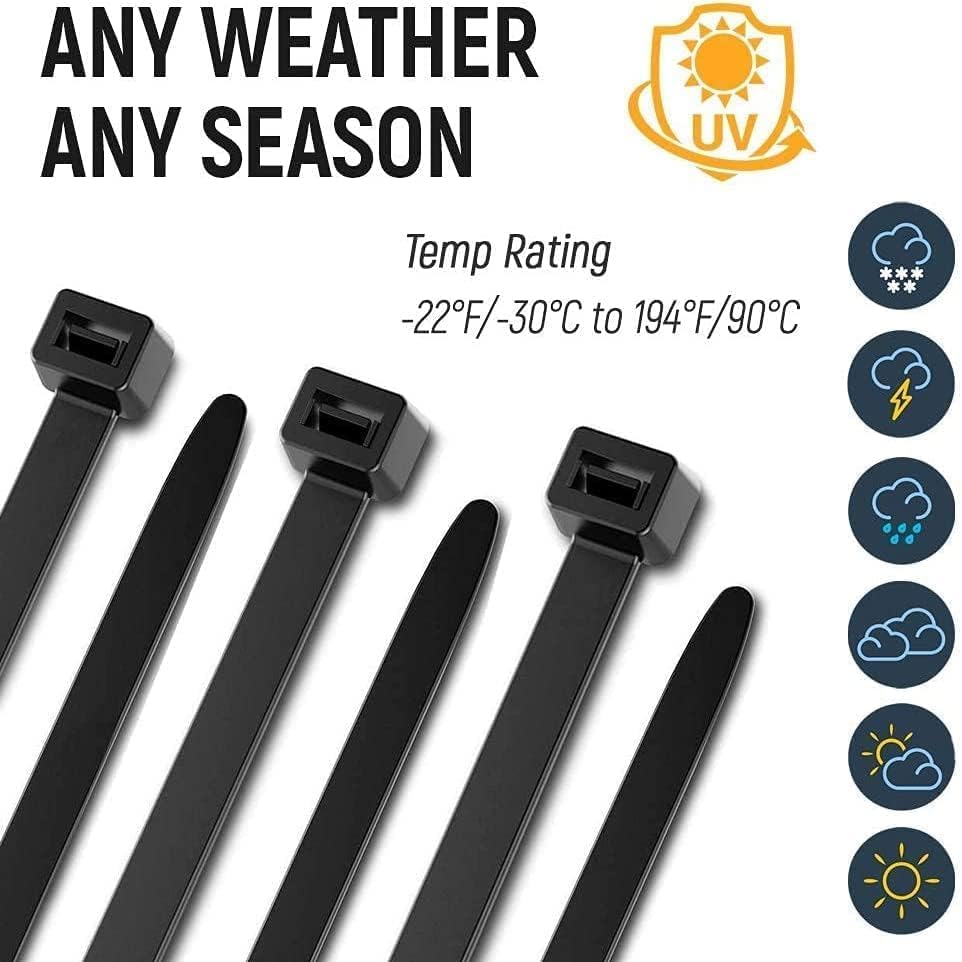 ALBO 3000 Pcs. Black Zip Ties, 12 Inch, Heavy Duty, 50 lb Tensile Strength - Image 4