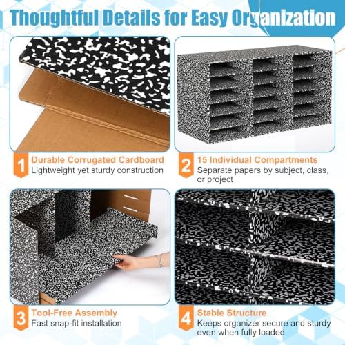 Fuutreo 2 Pcs Classroom Construction Paper Storage,Black White Composition - Image 3