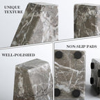 Koville Marble Bookends for Shelves, Large Bookends for Heavy Books, Natural Stone Book Stopper for Books CD Movies, Aesthetic Decorative Book Ends, Bookshelf Table Home Decor(Grey) - Image 5