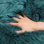 LLB Sheepskin Chair Covers Office Chair Cushion Dining Room Chair Pads Desk Chair Seat Cushion for Computer Chair Fur Area Rugs for Living Room 18x18 Inch (Pack of 1), Peacock Blue - Image 4