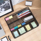 Amazon Basics Mesh Desk Drawer Organizer with 6 Compartments, Non-Slip Office Supplies Storage for Pens and Accessories, Black - Image 6