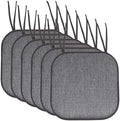 Sweet Home Collection Chair Cushion Memory Foam Pads with Ties Honeycomb Pattern Slip Non Skid Rubber Back Rounded Square 16" x 16" Seat Cover, 6 Pack, Cameron Black Gray (Chair Pads with Ties) by SweetHomeCollection