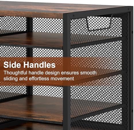 TQVAI 12 Compartments Desktop Literature Organizer, Metal Frame Paper Sorter with Handles, Heavy Duty Mailbox for Classroom and Office, Wood File Organizer for Document, Bill, Magazine, Antique Brown - Image 4