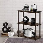 Furinno TURN-N-TUBE Storage Shelves, 3-Tier Book Shelf, Corner Shelf, Toolless Open Shelves, for Organization and Storage, Living Room, Garage, Home Office, Walnut - Image 2