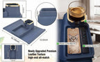 Luxury Gold Trim Couch Cup Holder Tray - Weighted Anti-Spill Navy Blue Silicone Sofa Armrest Organizer, Non-Slip Recliner Tray Table for Drinks, Remote, Phone - Fits Most Couch Arms - Image 4