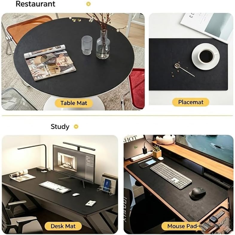 Leather Desk Mat - 47"x19.9" Black Office Desk Pad & Table Protector - Image 7