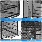Lavatino Desk Organizer, 5-Tier Metal Mesh Paper Letter Tray with 2 File Holders & 7 Flexible Dividers for Office or Home Desk Organizers and Accessories, Keep Workspace Supplies Neat, Black - Image 6