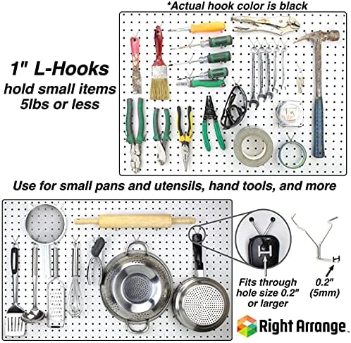 Steel Pegboard Hooks 100-Pack 1" + 2” L Hook, Black - Will Not Fall Out, Fits Any Peg Board - Organize Tools, Accessories, Workbench, Garage Storage, Kitchen, Crafts, Jewelry, Retail - Image 3
