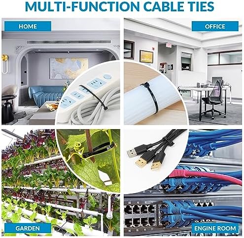 XINGO 14 Inch White Zip Ties 1200 PCS, 75 LBS Tensile Strength, UV Resistant Cable Ties, Self-locking Plastic Ties for Indoor and Outdoor Use - Image 5