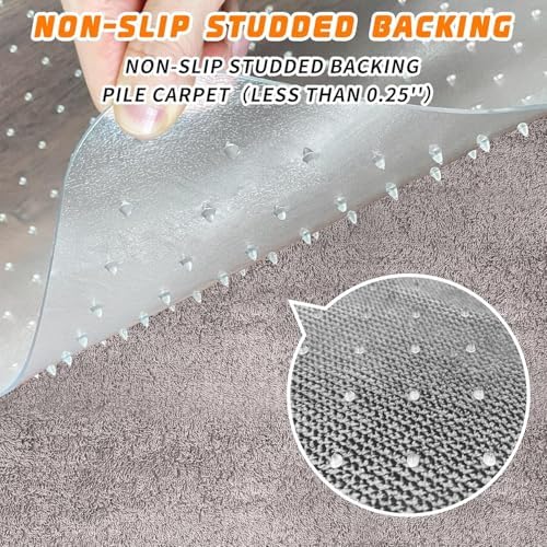 Office Chair Mat for Carpet Floors, Desk Mats 48"X36" for Rolling Desk on Low Pile Carpets, Rectangle Computer Gaming Plastic Floor Mats for Office Chair on Carpet, Flat Without Curling - Image 4