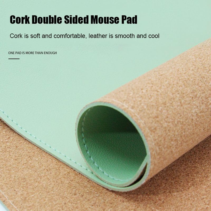 Ruby Lil Natural Cork Large Desk Blotter Protector,Waterproof Office Desk Pad with Stitched Edge,Blue,80x40cm - Image 2