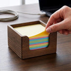 Wooden Sticky Note Holder, 3x3 Inch Cube Note Dispenser, Dark Brown Memo Pad Organizer for Home Office Desk Organization by Unknown