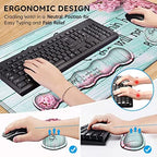Mouse Pad Set, Large Gaming Mouse Pad + Keyboard Wrist Rest Support + Mouse Wrist Cushion + Coaster, Non-Slip Rubber Base, 31.5 x 11.8 in Extended Desk Mat for Office, Psalm 46-5 Pink Hyacinth - Image 5