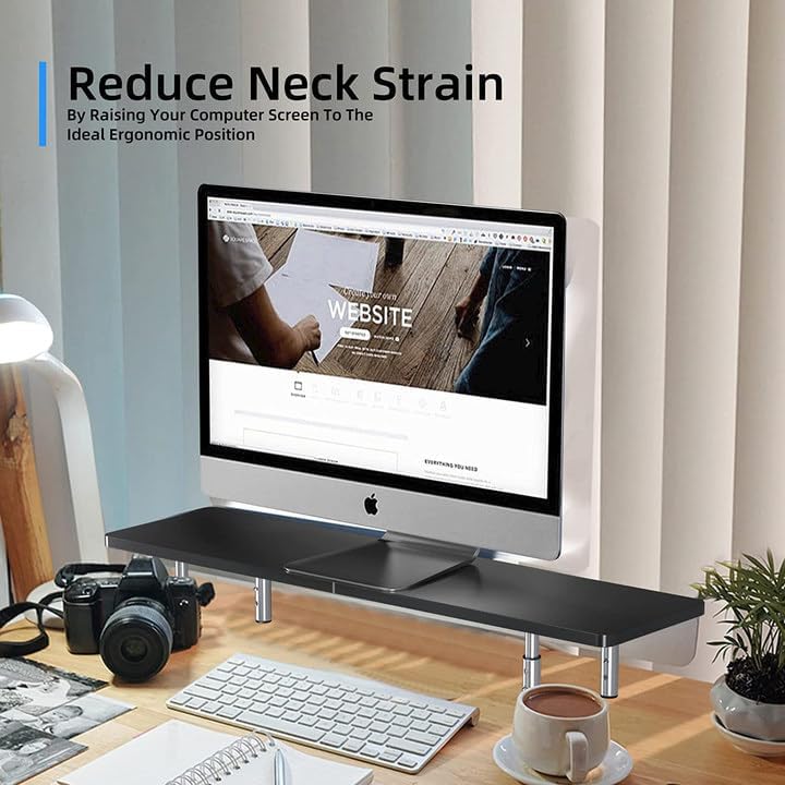 suptek Dual Monitor Stand Riser,Large Monitor Laptop Stand Riser 3 Adjustable Heights Computer Stand for Laptop, Printer, Notebook(MST016L) - Image 3