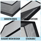 Hicarer 2 Pcs Black Metal Letter Tray Stackable Desk Tray Single Wire Mesh Organizer Front Load File Paper Holder for Desktop Office Home School Classroom (12.8 x 9.84 Inch) - Image 4
