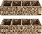 StorageWorks Seagrass Storage Baskets with Dividers for Pantry Shelves by StorageWorks