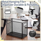 Zhengmy 3 Pcs Hanging File Organizer Letter Size File Holder Metal Mesh Filing Box Desktop Folder Letter Storage Cabinets Magazine Holder with Handles for Home Office School Document (Black) - Image 3
