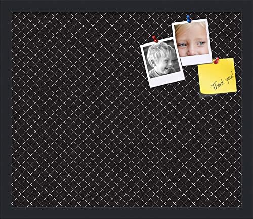PinPix 20x17 inch Cork Bulletin Board. This Decorative Framed Pin Board Comes with Diamond Pattern in Black Design and Satin Black. Ideal for Home, Office Decor or School (PinPix-120) by PinPixBulletinBoards