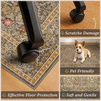 JTJ 5x6 Office Rug, Brown Vintage Floral, Washable Non Slip - Image 4