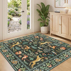 DUKINO 4x4 Square Area Rug, Washable Animal Rug for Entryway, Black by DUKINO