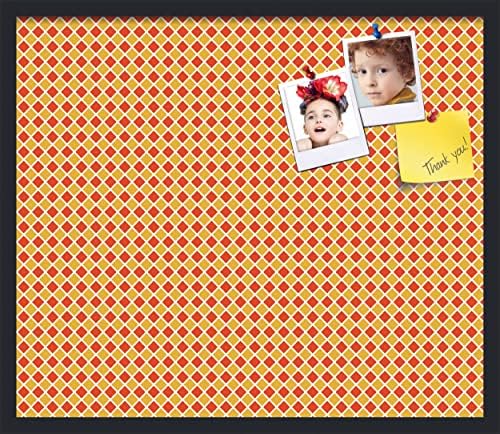 PinPix 28x24 inch Cork Bulletin Board. This Decorative Framed Pin Board Comes with Diamond Pattern in Red and Orange Design and Satin Black. Ideal for Home, Office Decor or School (PinPix-331) by PinPixBulletinBoards