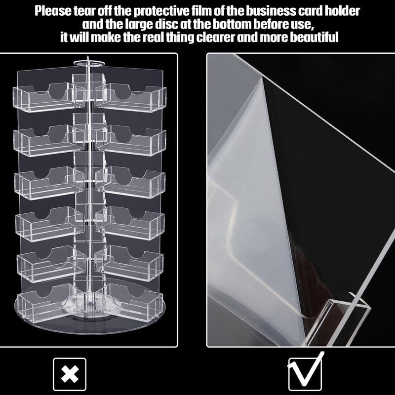 Huwena 36 Pocket Acrylic Clear Rotating Business Card Holder - Image 2