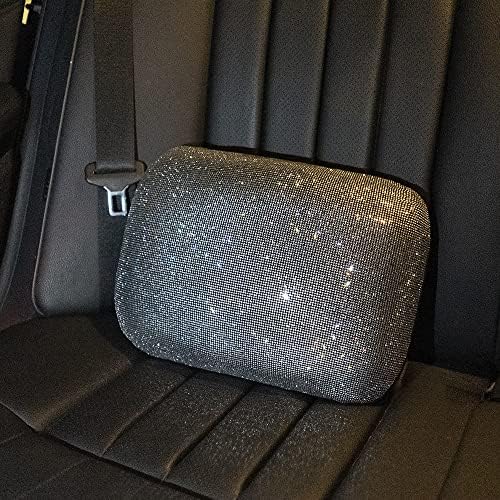 Carwales Lumbar Support Pillow Summer Decorative for Car Soft Bling Accessories Sparkly Diamond Rhinestone for Women Girls, Universal Office Chair Lower Back Cushion Rubber Black - Image 5