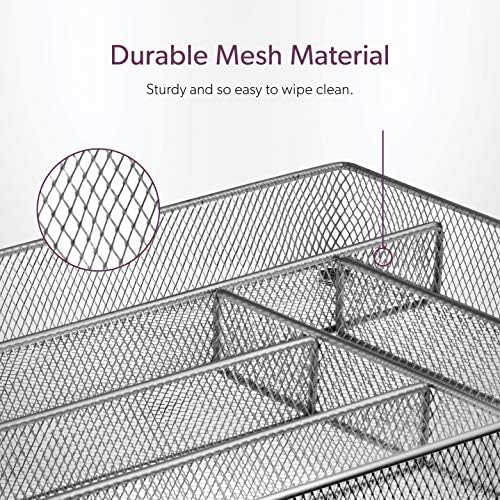 Mindspace Cutlery Organizer Silverware Tray with 6 Compartments | Kitchen Utensil Drawer Organizer | Silverware Tray for Drawer | The Mesh Collection, Silver - Image 4