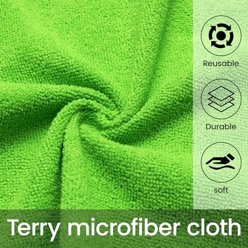 Greenfound Microfiber Cleaning Cloth Roll -80 Pack, 11.5x11.5, Tear Away Towels, Reusable and Washable Rags, Green - Image 3