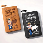 Personalized Leather Cable Bag - Travel Tech Organizer for Charging Cords, Electronics Accessories Storage Pouch for Travel Office Use, Flight Essentials Ideal for Travelers - All My Charging Stuff - Image 3