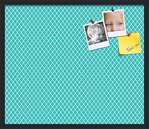 PinPix 28x24 inch Cork Bulletin Board. This Decorative Framed Pin Board Comes with Diamond Pattern in Neon Blue Design and Satin Black. Ideal for Home, Office Decor or School (PinPix-350) by PinPixBulletinBoards